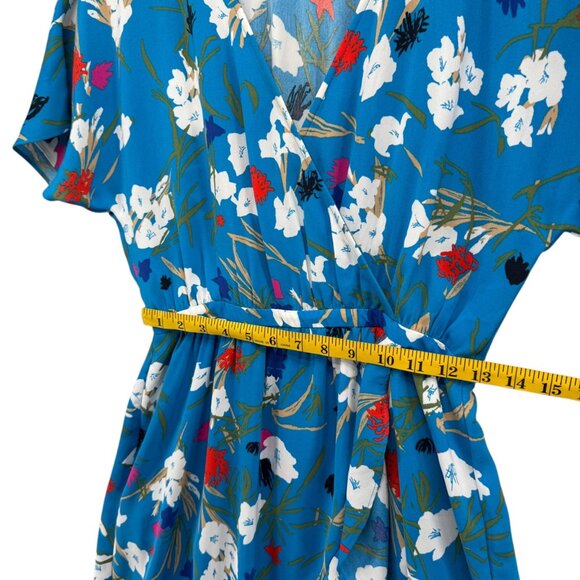 J.CREW Mercantile High Low Faux Wrap Dress Emmahansi Cabana Blue Multi Size S - Picture 15 of 15